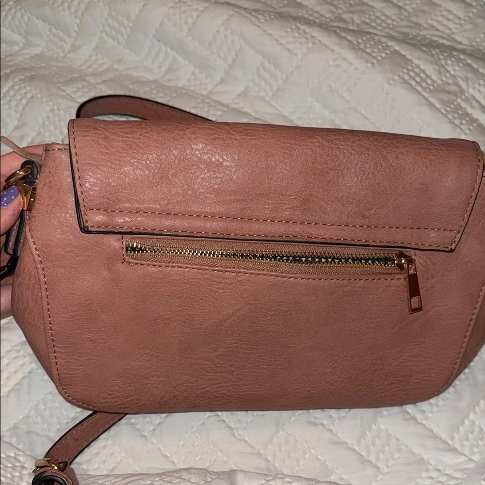 Madison West Dusty Rose Leather Crossbody with Tassel - Picture 7 of 9